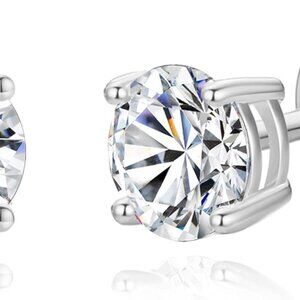 Elegant 925 Sterling Silver 4-Prong Cubic Zirconia Stud Earrings, Sizes 2-6mm